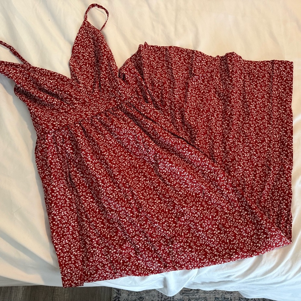 Red Floral Spaghetti Strap Dress